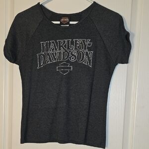 Harley-Davidson Black Rhinestone Logo Tee